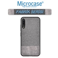 Microcase Huawei P Smart Pro 2019 - Y9S Fabrik Serisi Kumaş ve Deri Desen Kılıf - Gri