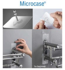 Microcase Güçlü Plastik  Yapışkanlı  6mm Hanger Vidalı Eşya Ürün  Raf Tutucu  Askılık 1 Adet -Şeffaf AL4263