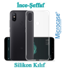 Xiaomi Mi A2-6X İnce 0.2 mm Soft Silikon Kılıf + Tempered Cam