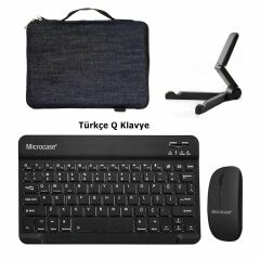 Microcase TCL TAB 10 2.Jenerasyon 10.4 inch Tablet Kot Tablet Çanta+Türkçe Bt Klavye+Mouse+Tablet Standı-AL8129