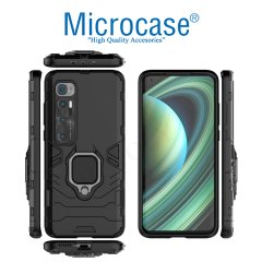 Microcase Xiaomi Mi 10 Ultra Batman Serisi Yüzük Standlı Armor Kılıf - Siyah