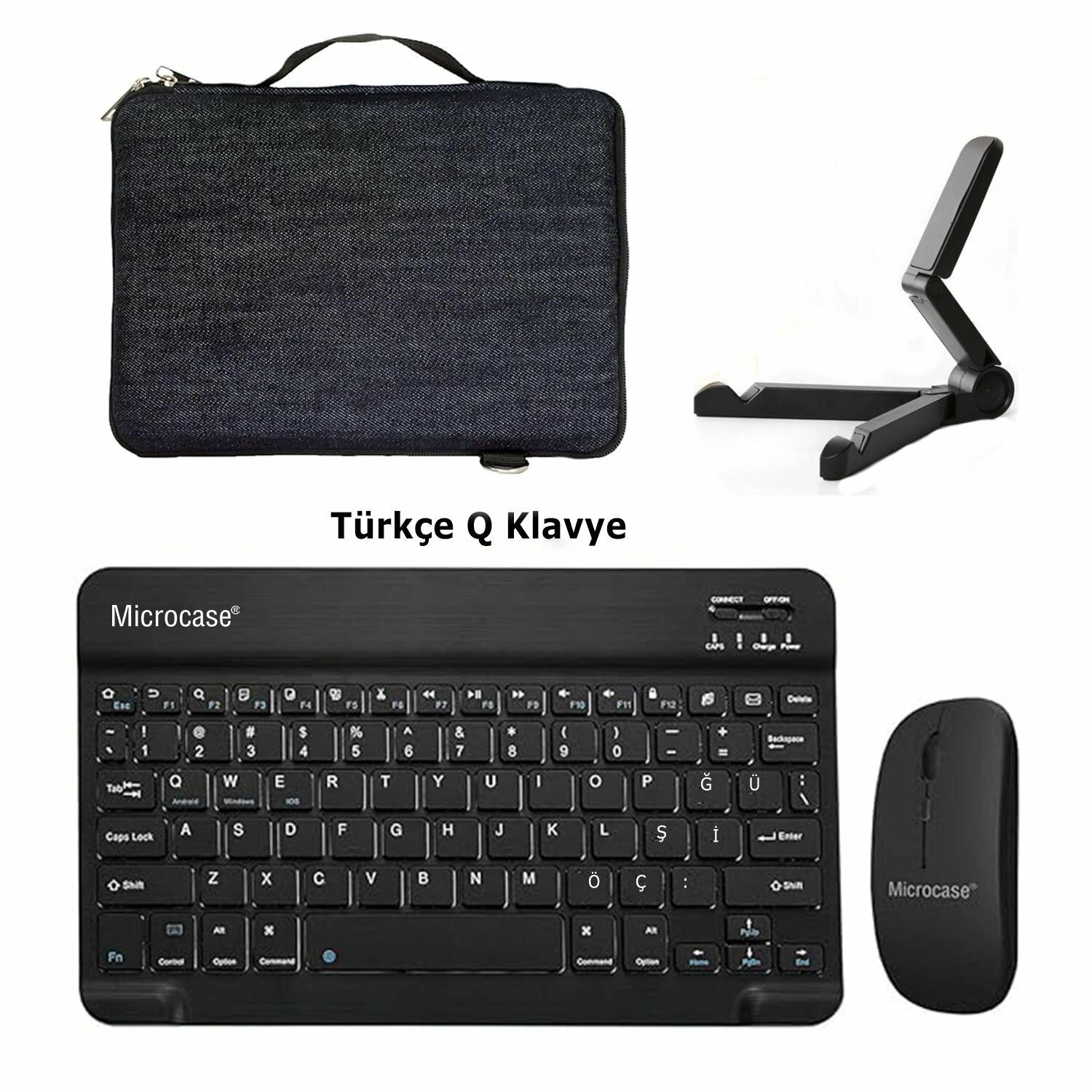 Microcase Samsung Galaxy Tab A9 SM-X110 8.7 inch Tablet Tablet Kot Tablet Çanta+Türkçe Bt Klavye+Mouse+Tablet Standı-AL8129