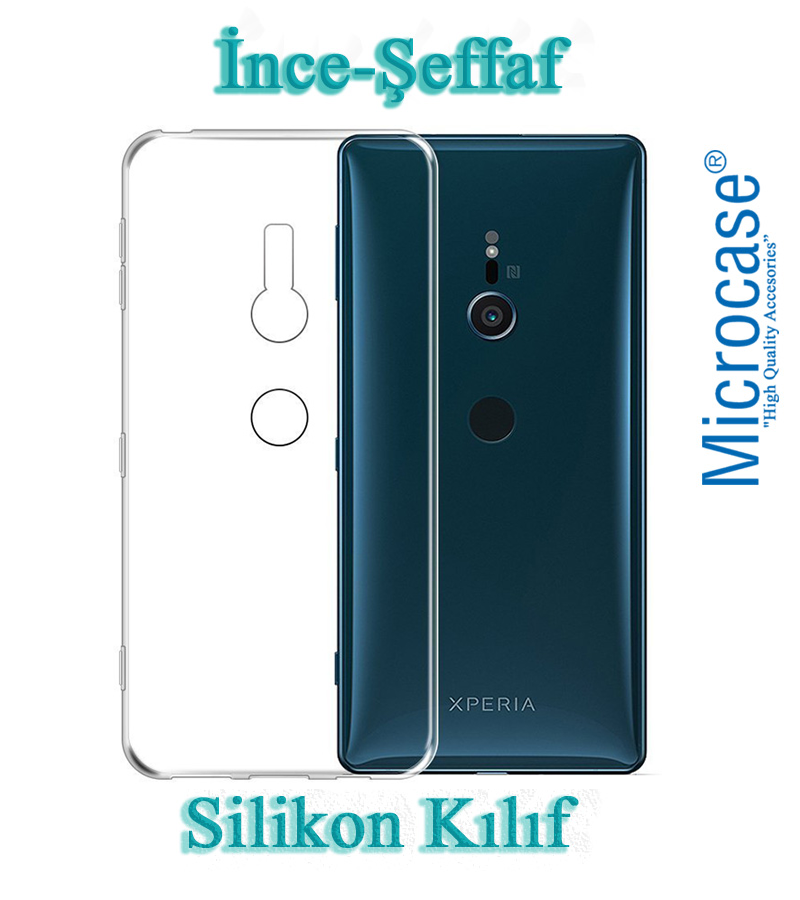 Sony Xperia XZ2 İnce 0.2 mm Soft Silikon Kılıf + Tempered Cam