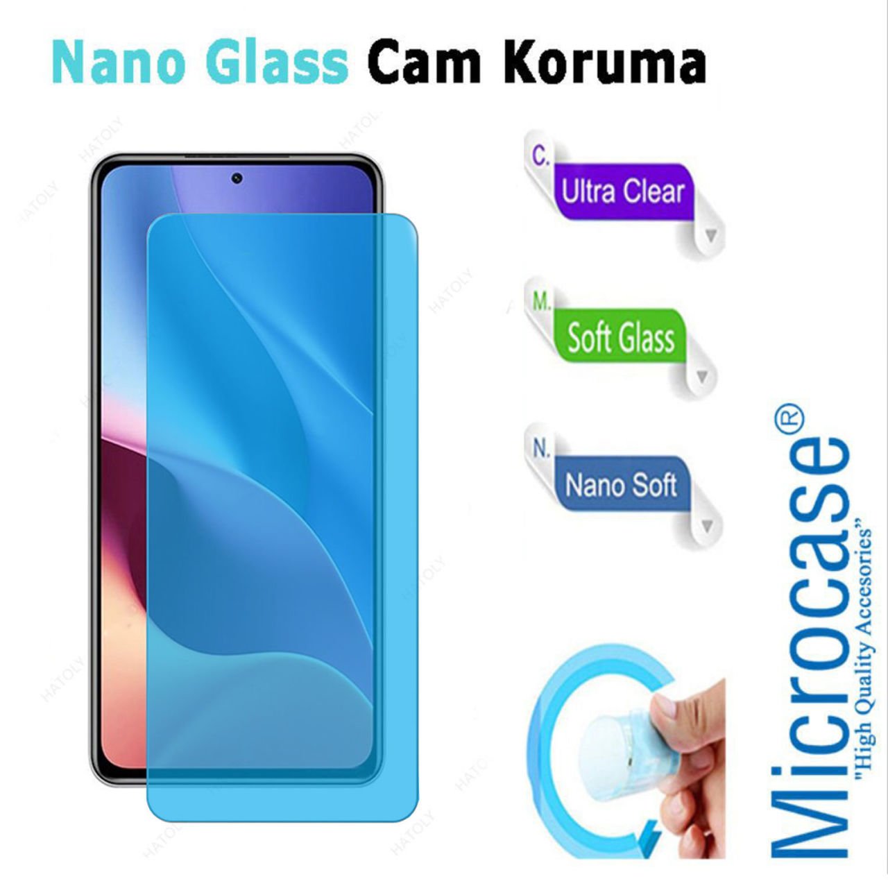 Microcase Xiaomi Poco F3 Nano Glass Cam Ekran Koruma Filmi