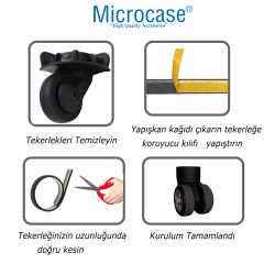 Microcase   Kesilip Ayarlanabilir  Silikon Aşınmaya Dayanıklı  Ses Önleyici Bavul Valiz Teker Kılıfı Siyah -AL4830 4 Adet