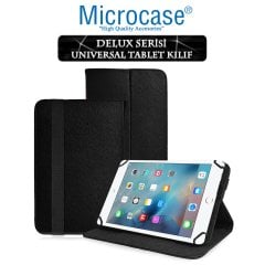 Microcase iPad Pro 9.7 Delüx Serisi Universal Standlı Deri Kılıf - Siyah + Ekran Koruma Filmi