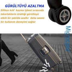 Microcase   Kesilip Ayarlanabilir  Silikon Aşınmaya Dayanıklı  Ses Önleyici Bavul Valiz Teker Kılıfı Siyah -AL4830 8 Adet