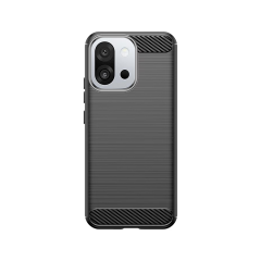 Microcase OnePlus 13T ile Uyumlu Brushed Carbon Fiber Silikon Kılıf - Siyah AL3332