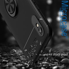 Microcase Xiaomi Redmi 9A Focus Serisi Yüzük Standlı Silikon Kılıf - Siyah