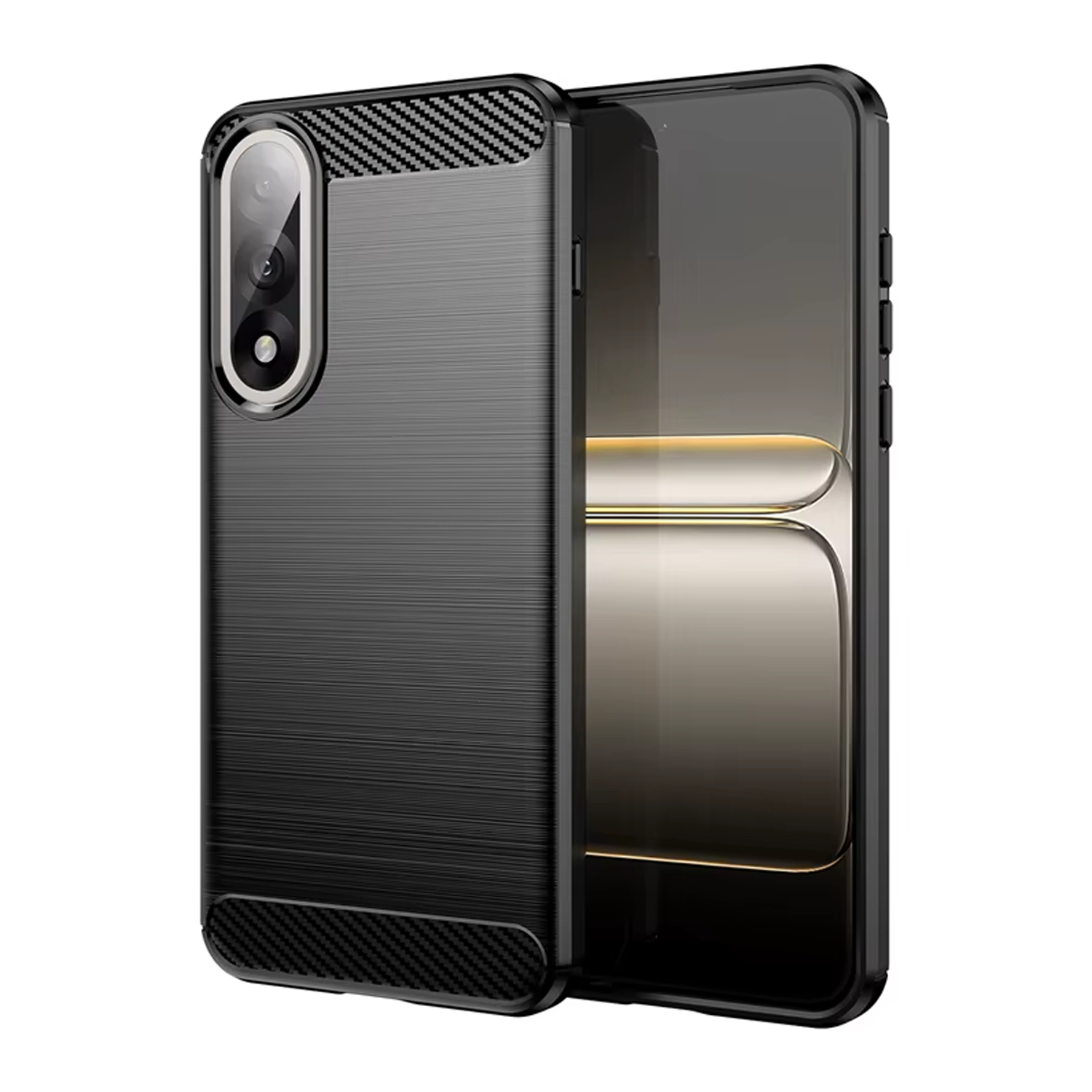 Microcase OnePlus Ace 5 Ultra ile Uyumlu Brushed Carbon Fiber Silikon Kılıf - Siyah AL3332