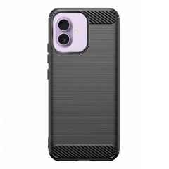 Microcase iPhone 17 ile Uyumlu Brushed Carbon Fiber Silikon Kılıf - Siyah AL3332