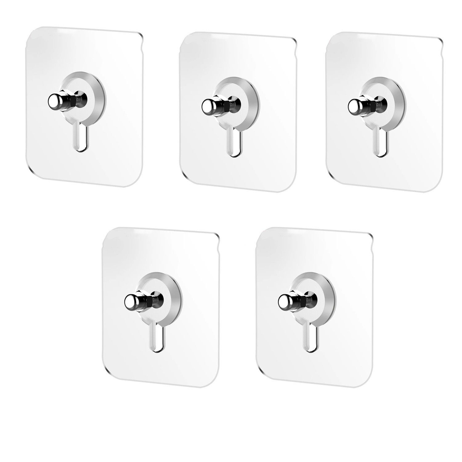 Microcase Güçlü Plastik  Yapışkanlı   8mm Hanger  Vidalı Eşya Ürün  Raf Tutucu  Askılık 5 Adet -Şeffaf AL4264