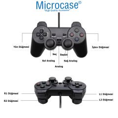 Microcase USB Kablolu  Titreşimli PC Konsol Oyun Kolu Gamepad Joystick -AL4629 YK6000