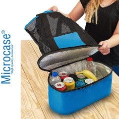 Microcase 2 Katlı Soğutucu Termal Buzluk Bölmeli Plaj Kamp Seyehat Çantası 50 lt - AL2832 Mavi