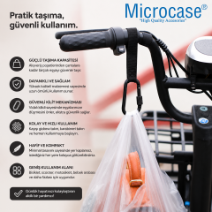 Microcase Bisiklet Motosiklet Bebek Arabası Kilitli Yaylı Yük Eşya Poşet Taşıyıcı Metal Askılık 2li SET AL5599