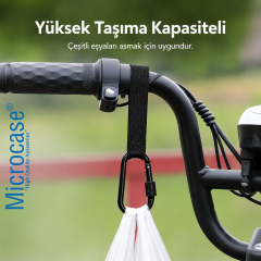 Microcase Bisiklet Motosiklet Bebek Arabası Kilitli Yaylı Yük Eşya Poşet Taşıyıcı Metal Askılık 2li SET AL5599