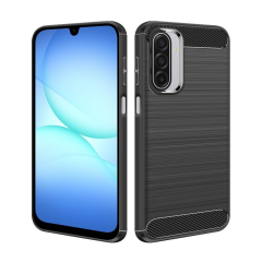 Microcase Samsung Galaxy A17 5G ile Uyumlu Brushed Carbon Fiber Silikon Kılıf - Siyah AL3332