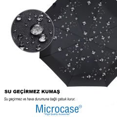Microcase Unisex Otomatik 16 Telli Rüzgara Dayanıklı Su Geçirmez  Baston Şemsiye AL4664
