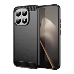 Microcase Xiaomi 15T ile Uyumlu Brushed Carbon Fiber Silikon Kılıf - Siyah AL3332