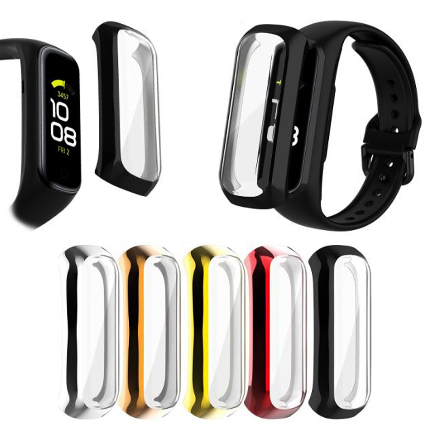 Microcase Samsung Galaxy Watch Fit 2 R220 Ekran Korumalı Sert Rubber Kılıf - AL3173