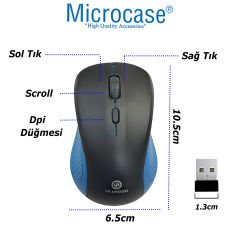 Microcase 2.4Ghz  800/1200/1600  DPI  Ayarlı Wireless  Kablosuz  Mouse -AL4622 YK-232
