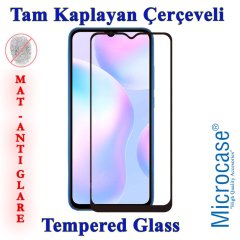 Microcase Xiaomi Redmi 9A Tam Kaplayan Çerçeveli Tempered Ekran Koruyucu - Mat Siyah