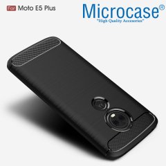 Motorola Moto E5 Plus Brushed Carbon Fiber Silikon TPU Kılıf +Cam