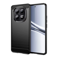 Microcase Xiaomi Redmi Note 15 Pro ile Uyumlu Brushed Carbon Fiber Silikon Kılıf - Siyah AL3332