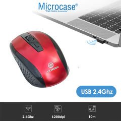 Microcase 2.4Ghz  800/1200/1600  DPI  Ayarlı Wireless  Kablosuz  Mouse -AL4625 YK-236 Kırmızı