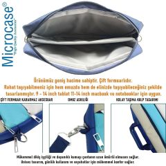 Microcase Huawei MatePad SE 11 ile uyumlu Tablet Macbook Laptop Tablet Çantası 2 Bölmeli AL4821 Krem Turkuaz Bej