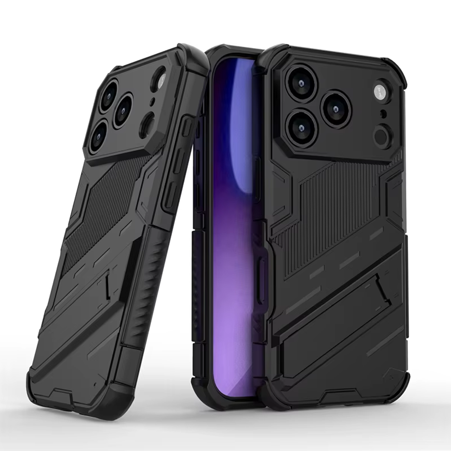 Microcase iPhone 17 Pro Matrix Serisi Armor Standlı Perfect Koruma Kılıf - Siyah Al3416