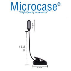 Microcase USB Şarjlı Ly-15 Bükülebilir Oynar Başlıklı Mandallı Kitap Okuma Işığı Çalışma Lambası-AL3934