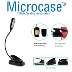 Microcase USB Şarjlı Ly-15 Bükülebilir Oynar Başlıklı Mandallı Kitap Okuma Işığı Çalışma Lambası-AL3934