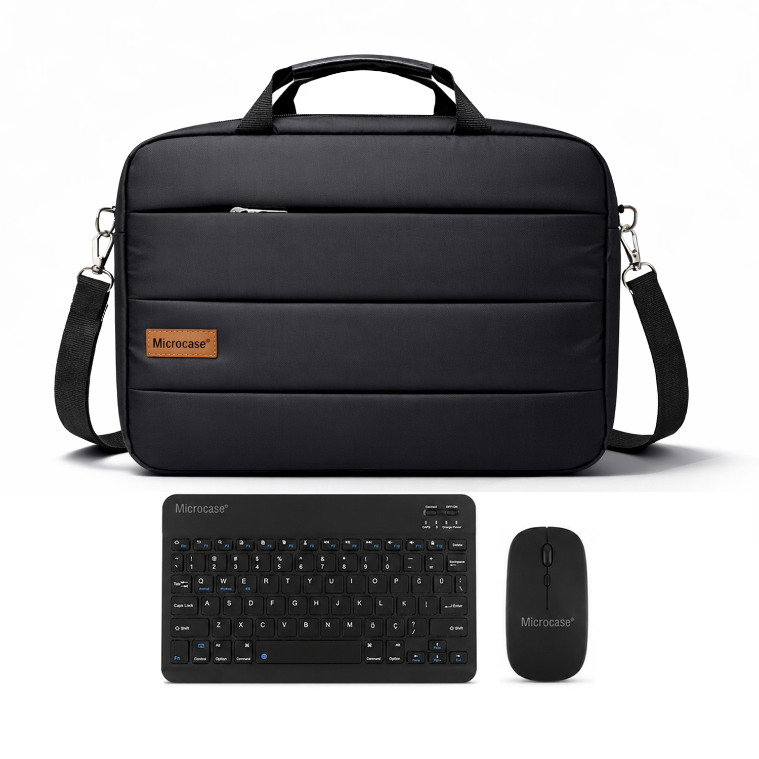 Microcase Lenovo IdeaPad Pro (2025) TB375FC 12.7 inch ile Uyumlu Tablet Notebook Macbook Çantası + Bluetooth Klavye ve Mouse Set Siyah - AL5894