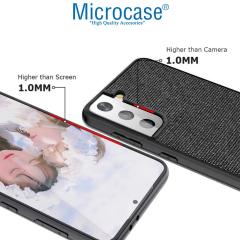 Microcase Samsung Galaxy S22 Fabrik Kumaş Desen Kılıf - Siyah