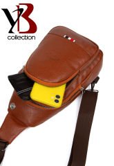 Microcase Unisex Body Bag Kulaklık Çıkışlı Deri Çapraz Omuz Göğüs Çantası Taba AL3871