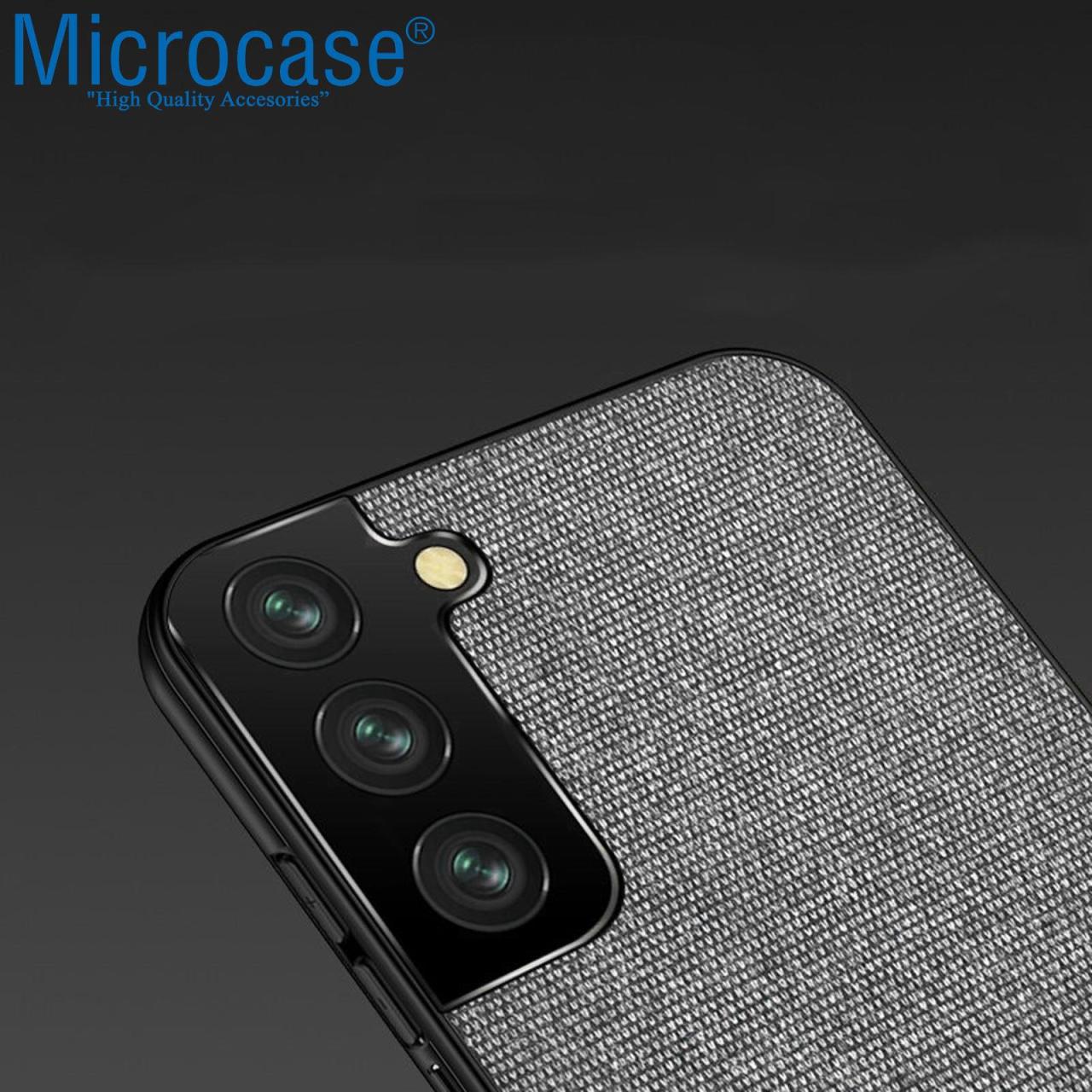 Microcase Samsung Galaxy S22 Fabrik Seri Kumaş Desen Kılıf - Gri