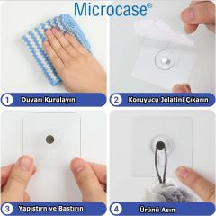 Microcase Güçlü Plastik  Yapışkanlı  Hanger Vidasız Eşya Ürün  Taşıma Askılık 3 Adet -Şeffaf AL4344