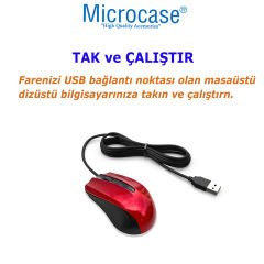 Microcase 1600  DPI  USB Kablolu   Optik   Mouse-AL4621 YK4512
