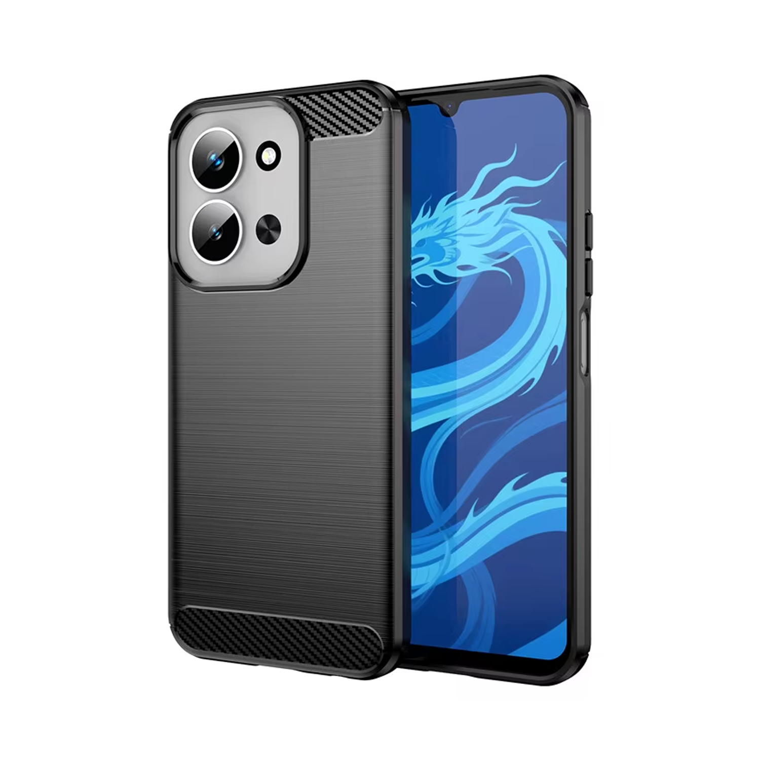 Microcase Xiaomi 17 ile Uyumlu Brushed Carbon Fiber Silikon Kılıf - Siyah AL3332