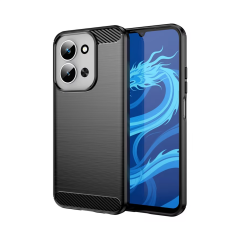 Microcase Xiaomi 17 ile Uyumlu Brushed Carbon Fiber Silikon Kılıf - Siyah AL3332