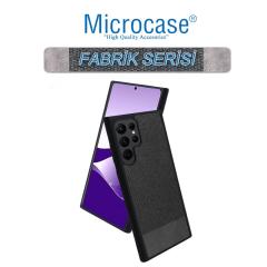 Microcase Samsung Galaxy S22 Ultra Fabrik Kumaş Desen Kılıf Siyah