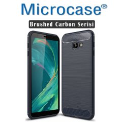 Samsung Galaxy J4 Plus Brushed Carbon Fiber Silikon Kılıf + CAM