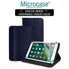 Microcase iPad 9.7 2017 Delüx Serisi Universal Standlı Deri Kılıf - Lacivert + Nano Esnek Ekran Koruma Filmi