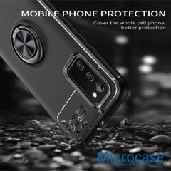 Microcase Samsung Galaxy A72 Focus Serisi Yüzük Standlı Silikon Kılıf - Siyah