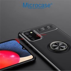 Microcase Samsung Galaxy A72 Focus Serisi Yüzük Standlı Silikon Kılıf - Siyah