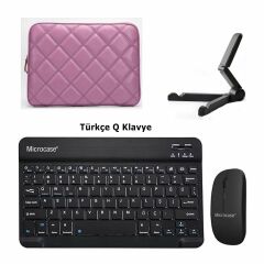 Microcase Tab S9 FE SM-X510 10.9 inch Tablet Çanta+Türkçe Bluetooth Klavye+Mouse+Tablet Standı-AL8124