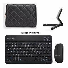 Microcase Tab S9 FE SM-X510 10.9 inch Tablet Çanta+Türkçe Bluetooth Klavye+Mouse+Tablet Standı-AL8124