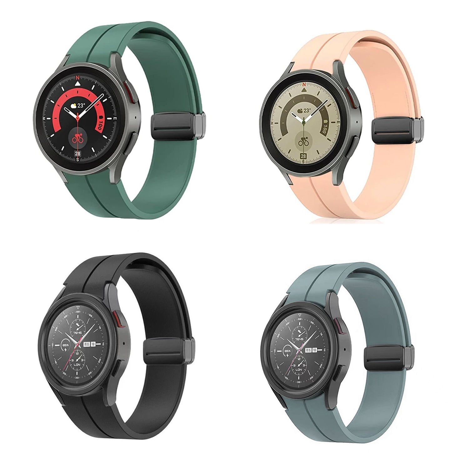 Microcase Samsung Galaxy Watch 5 Pro için Silikon Kordon Kayış-KY76 Mavi