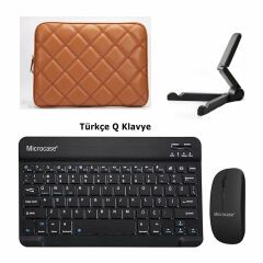 Microcase Tab S9 FE SM-X510 10.9 inch Tablet Çanta+Türkçe Bluetooth Klavye+Mouse+Tablet Standı-AL8124